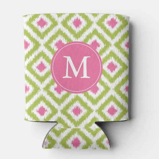 緑モノグラムのとピンクのダイアモンパターン 缶クーラー (裏面)