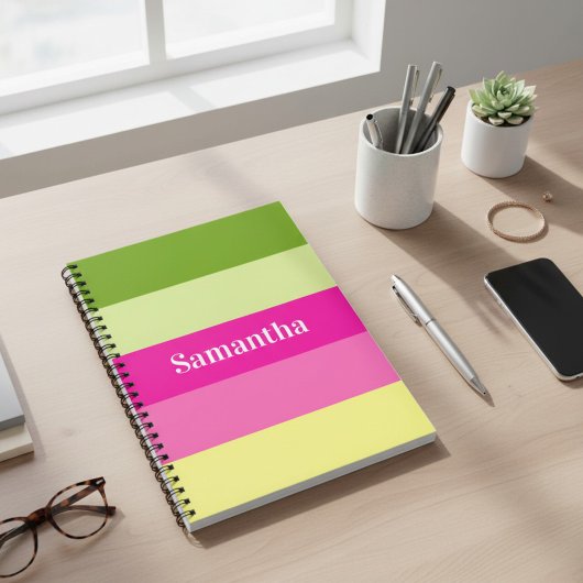 緑モノグラムのとピンクのノーストライプのトブック ノートブック