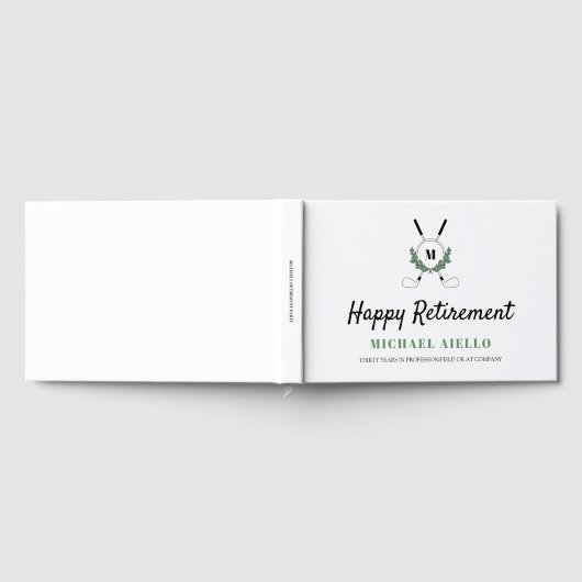 緑モノグラムののゴルフをテーマにした定年パーティー ゲストブック (全面)