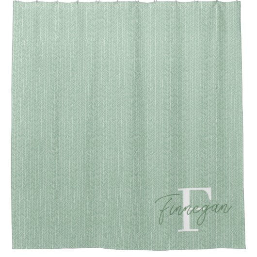 緑モノグラムののシャワーカーテン シャワーカーテン (正面)