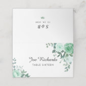 緑モノグラムのの花結婚の プレイスカード (外部開封)