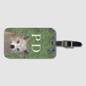 緑モノグラムのの荷物付き狼 ラゲッジタグ (正面横)