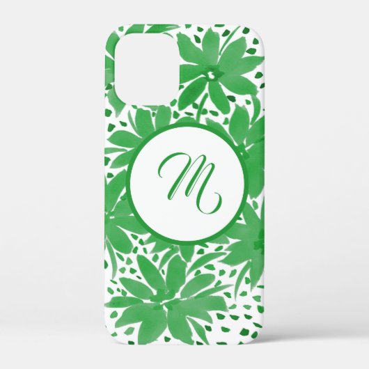 緑モノグラムのコンテンポラリーフローラ Case-Mate iPhoneケース (裏面)