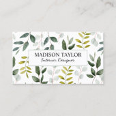 緑モノグラムのユーカリ熱帯離れ 名刺 (正面)