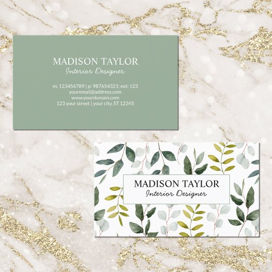 緑モノグラムのユーカリ熱帯離れ 名刺