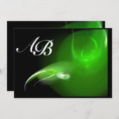 緑モノグラムのライトバード 招待状 (正面/裏面)