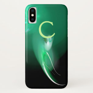 緑モノグラムのライトバード iPhone X ケース