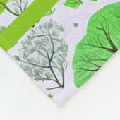 緑モノグラムの林 フリースブランケット (角)