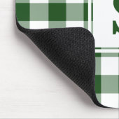緑モノグラムの白バッファローチェックパターン マウスパッド (コーナー)