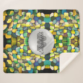 緑モノグラムの色の幾何学的な鮮やかなパターン シェルパブランケット (正面(横))