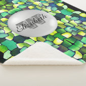 緑モノグラムの色の幾何学的な鮮やかなパターン シェルパブランケット (3/4)