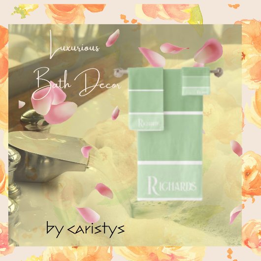 緑モノグラムの色（白） バスタオルセット