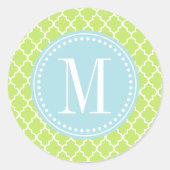 緑モロッコタイル格子パーソナライズされた ラウンドシール (正面)