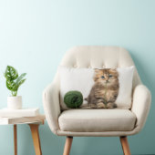 緑ヤーンを持つ子ネコ ランバークッション (椅子)