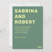 緑ユニークと黄はっきりしたのス結婚クリプト 招待状 (正面)