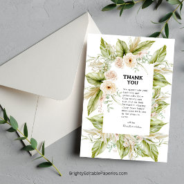 緑ユニーク色の鮮やかなパンパスグラス サンキューカード