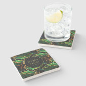 緑ユニーク黒青銅金ゴールド結婚ズ ストーンコースター (横)