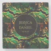 緑ユニーク黒青銅金ゴールド結婚ズ ストーンコースター (正面)