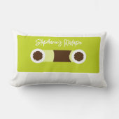 緑レトロカセットテープ ランバークッション (正面)