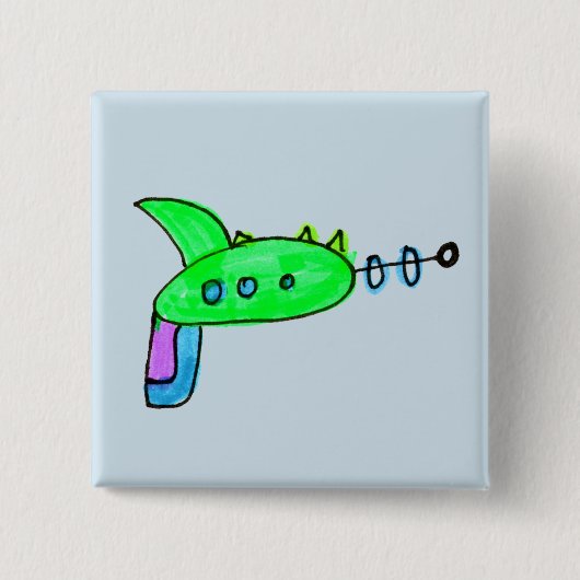 緑レーザー銃 缶バッジ (正面)