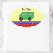 緑ワゴン 楕円形シール (バッグ)