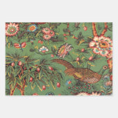 緑ヴィンテージ花模様 ラッピングペーパーシート (正面)