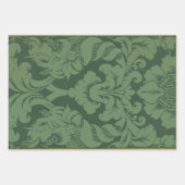 緑ヴィンテージ花模様 ラッピングペーパーシート (正面3)