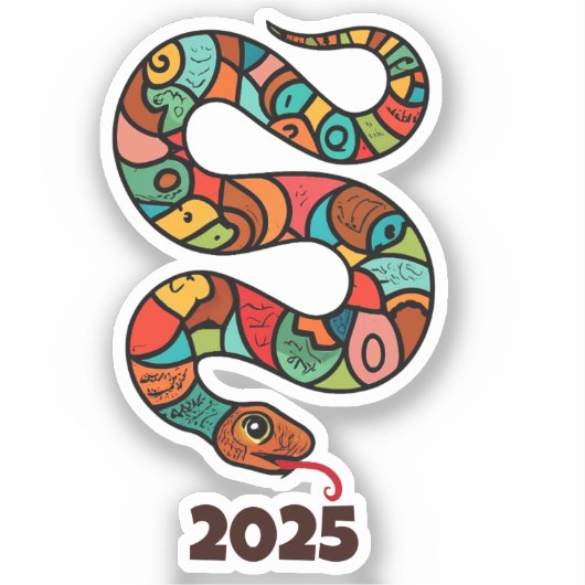 緑中国のの木のヘビの新年2025 シール (正面)