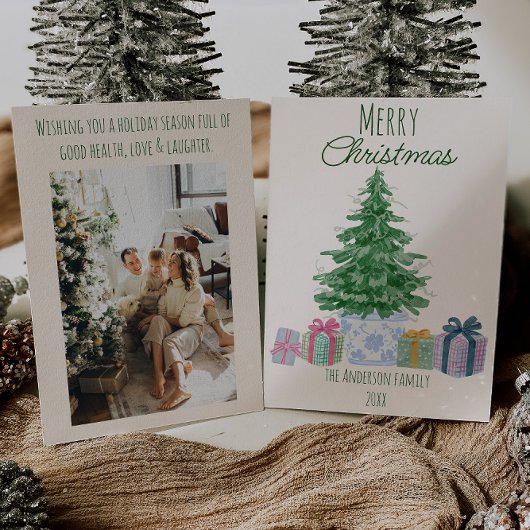 緑予測できなのクリスマスツリーカラフルプレゼント シーズンカード