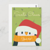 緑伝統的と赤のサンタ ポストカード (正面/裏面)