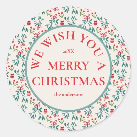 緑伝統的と赤の大千年のパターン ラウンドシール (正面)