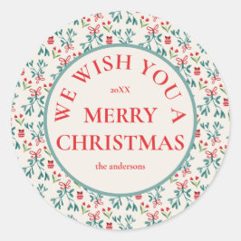 緑伝統的と赤の大千年のパターン ラウンドシール