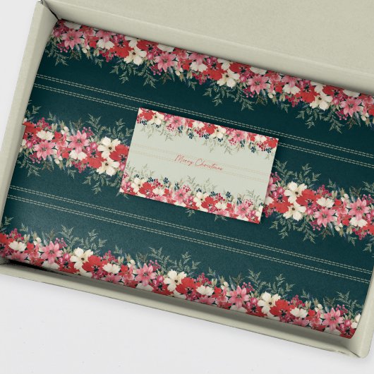 緑伝統的のクリスマスボタニカル休暇 薄葉紙