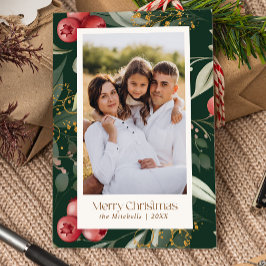 緑伝統的の果実2枚の写真クリスマス シーズンカード