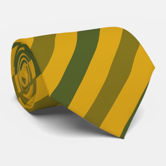 緑伝統的黄色の斜めストライプパターン ネクタイ (ロール)