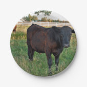 緑分野のアンガスの雄牛 ペーパープレート (正面)