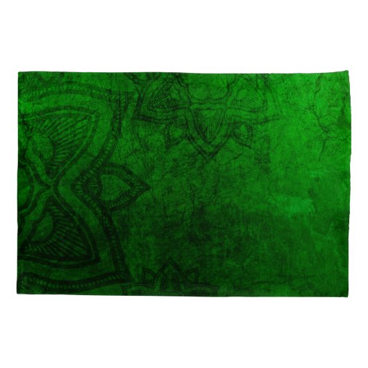 緑動揺して曼荼羅の模様 枕カバー (裏面)