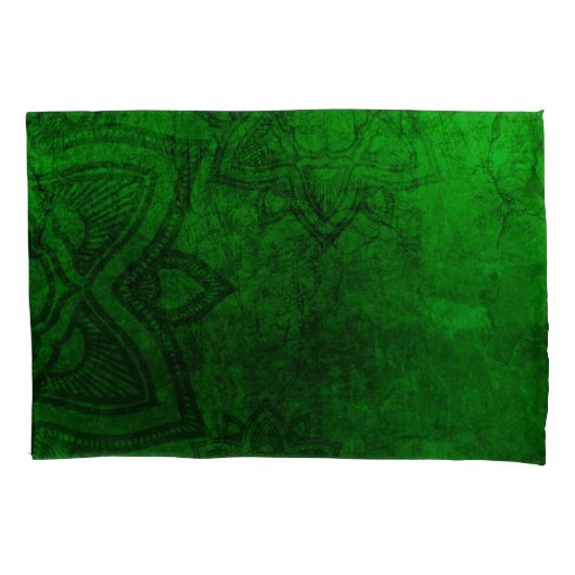 緑動揺して曼荼羅の模様 枕カバー (正面)