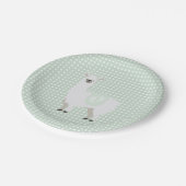 緑及びオフホワイトの男女兼用なラマのベビーシャワー ペーパープレート (アングル)