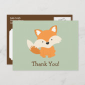 緑及びオレンジベビーのキツネは感謝していしています ポストカード (正面/裏面)