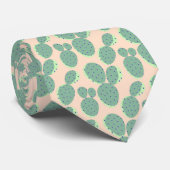 緑及びピンクのサボテンパターン ネクタイ (ロール)