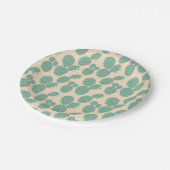 緑及びピンクのサボテンパターン ペーパープレート (アングル)