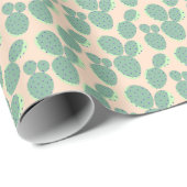 緑及びピンクのサボテンパターン ラッピングペーパー (ロールコーナー)