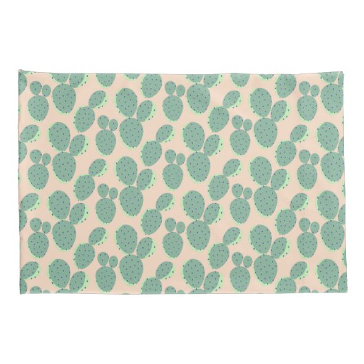 緑及びピンクのサボテンパターン 枕カバー (裏面-右)