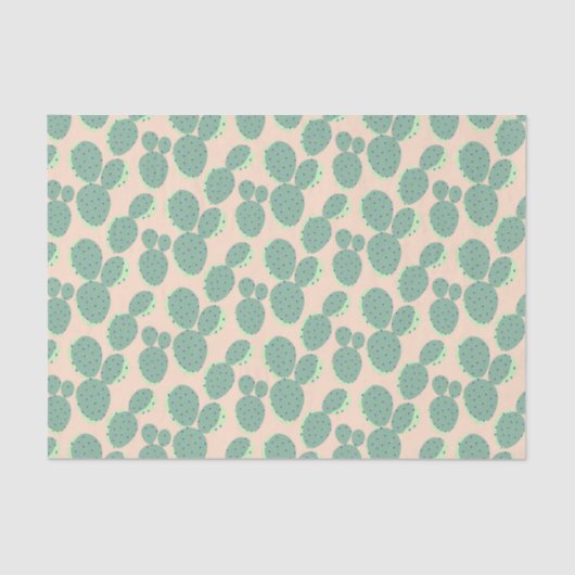 緑及びピンクのサボテンパターン 薄葉紙 (正面)