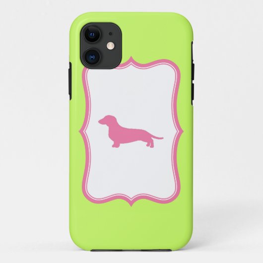 緑及びピンクのダックスフントの箱 Case-Mate iPhoneケース (裏面)