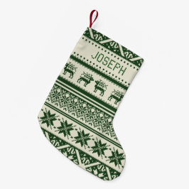 緑及びベージュ醜いクリスマスのセーター-あなたの名前 スモールクリスマスストッキング