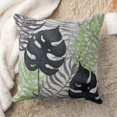 緑及び灰色の熱帯葉の装飾用クッション クッション (ブランケット)