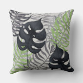 緑及び灰色の熱帯葉の装飾用クッション クッション (裏面)