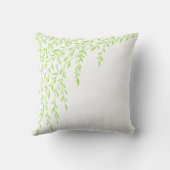 緑及び白いシダレヤナギのツリーブランチの葉 クッション (裏面)